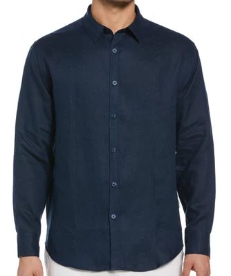 Cubavera Men's Solid Linen Sport Shirt Dress Blues Navy Button Down Size 4XLT - Image 1 of 4