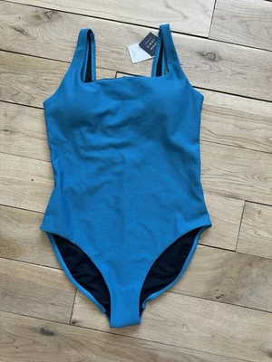 Maiô John Lewis texturizado azul acolchoado costas quadradas Reino Unido 14 RRP £39 NOVO - Imagem 1 de 4