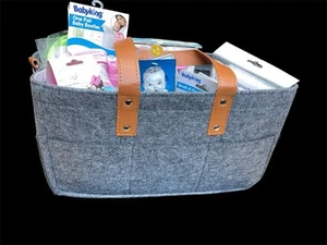 Baby Felt Storage Nursery Organizer Caddy Infant Diaper Bag with Baby Items - Picture 1 of 16