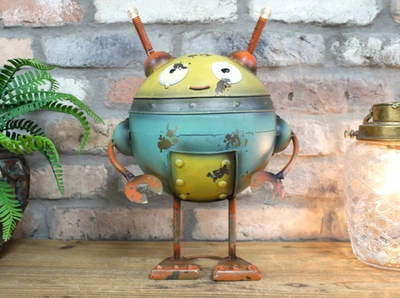 Metal Robot “Tinker” – Quirky Solar Garden Ornament with Wobbly Parts & Lights - Image 1 of 4