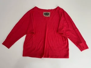 Anthropologie Coral Waffle Knit Dolman Sleeve Top Sz M V Neck Soft - Picture 1 of 7