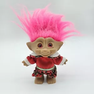 Muñeca Troll Escocesa Vintage de Russ, Pelo Rosa, Ojos Rosados - Imagen 1 de 7
