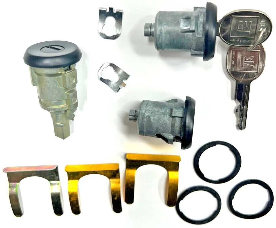 Nuevo para Chevy GM OEM Juego de llaves de cerradura de maletero/puertas negras con llaves a juego Foto 1 de 3
