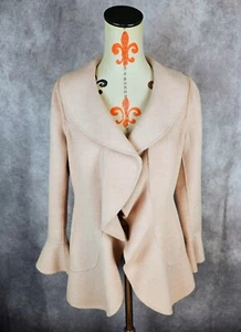 Lujosa chaqueta ST. JOHN Angora lana cachemir talla 4 rosa con volantes abrigo ligero ¡USADA EN EXCELENTE ESTADO!! - Imagen 1 de 12