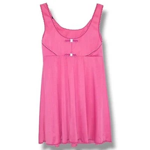 Vintage Shadowline Babydoll Night Gown-Small-Hot Pink-Bows-Barbie-Made In USA - Picture 1 of 7