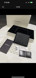 Emporio Armani Men Black Genuine Leather Wallet Card Holder - Black New Boxed. - Picture 1 of 1