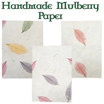 Handmade Mulberry Paper 3 X A4 6 X A5 Sheets Art/craft/decoupage/dried Leaves • 3.63€