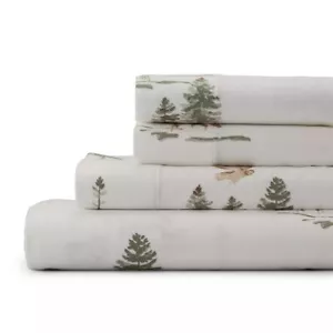 Cuddl Duds Flannel Painted Landscape Bear Owl Deer Queen Sheet Set New - Picture 1 of 3