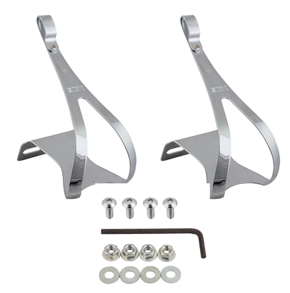 Bicicleta Clásica MKS Clips de Puntera de Acero Cromado Par Mediano Aplicación NJS. Con herrajes Foto 1 de 1