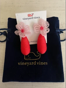 Vineyard Vines Flower Beaded Wrap Earrings Papaya Punch NWT - Picture 1 of 4