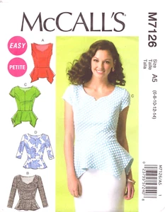 McCall's 7126 ~ Close-fitting, pullover Tops Misses/Misses' Petite ~ 6-14 - Picture 1 of 4