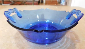 LE Smith Mt Pleasant Cobalt Blue Bowl w/ Handles Vintage Art Deco bowl - Picture 1 of 5