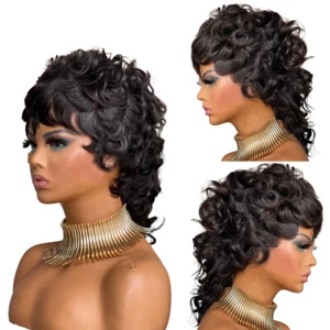 Machine Made Human Hair Wig fashion Deep Wave Wigs Full - Picture 1 of 6