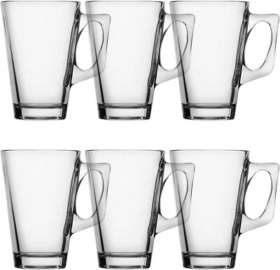 6X Latte Glasses Tea Coffee Cappuccino Hot Chocolate Drink Mugs Cups NEW - Image 1 of 4