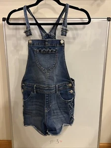 Jordache Bib Jean Shorts Overall Girls Youth Size XL 14-16 Jean Denim - Picture 1 of 8
