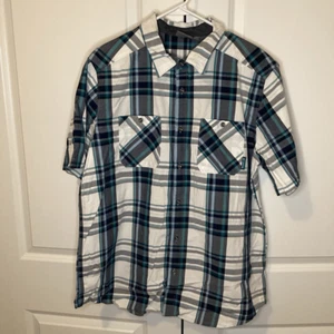 Mens Merrell Plaid Button Down Top XL white/Blue/gray - Picture 1 of 3
