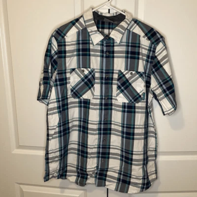 Mens Merrell Plaid Button Down Top XL white/Blue/gray - Image 1 of 3