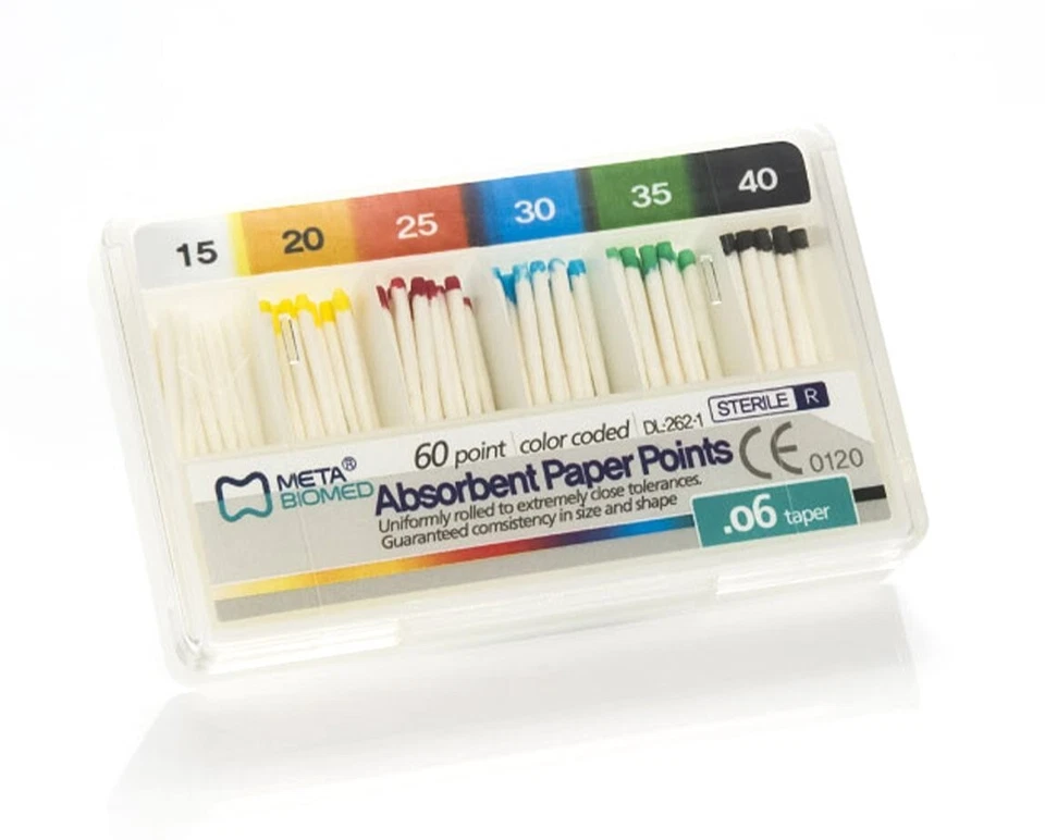 Meta Biomed Dental Endo Absorbent Paper Points 0.06 Taper All Sizes #15-80 Bx/60 - Image 1 of 1