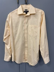 Joseph & Feiss Non-Iron Classic Fit Men's Dress Shirt 15 34-35 Yellow Print - Picture 1 of 3