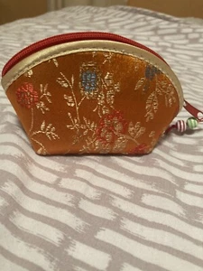 Borsa per monete con cerniera cinese fatta a mano classica conchiglia rossa seta rossa rossa rossa e oro - Foto 1 di 4