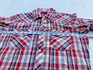 VINTAGE RED Plaid Stir-Ups Western  boy’s Sz 18 Cowboy Rockabilly Pearl Snap - Picture 1 of 8
