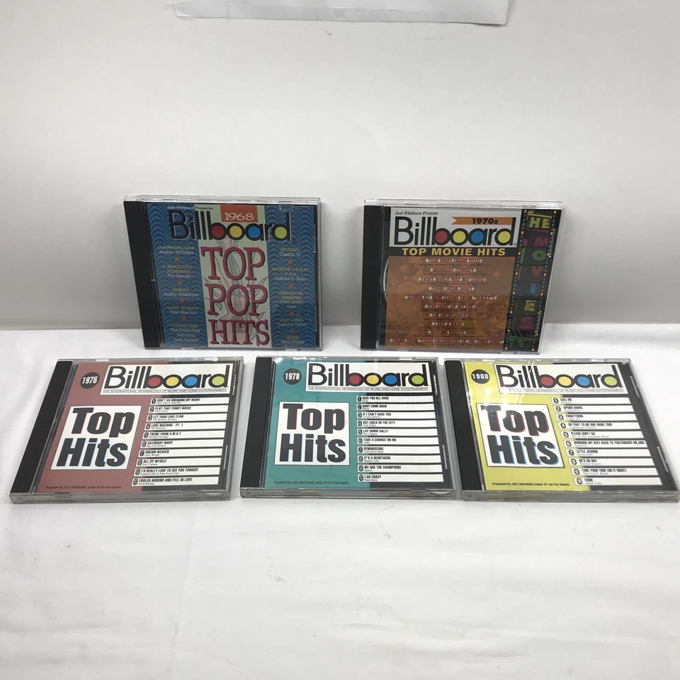 5 CD Billboard Top Hits 1976,1978,1980-Top Pop Hits 1968 & Top Movie Hits 1970s. Foto 1 de 4