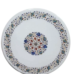 24" marble Table Top semi precious stones floral inlay work handmade decor - Picture 1 of 1