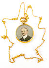 Antique 1905 EDWARDIAN 9ct Gold Dble Sided LOCKET & Fancy 16" Chain BARREL Clasp