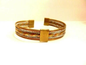 older 3 colored metal cuff bracelet - copper, silver and brass color - Picture 1 of 11