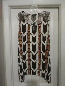 Apt.9 Damen mehrfarbiges Rayon-Mischung geometrisch vernetzt ärmelloses Oberteil Gr. 1x - Bild 1 von 8
