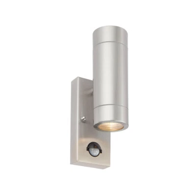 Saxby Palin Up/Down Stainless Steel PIR Outdoor Security GU10 Wall Light IP44 - Image 1 of 4
