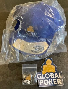 Global Poker - Hat - Blue - Snapback - Golden Scrimmage with Sticker and Pin - Picture 1 of 1