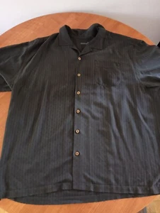 Tommy Bahama Herren Gr. XXL 100% Seide Schwarz Hemd Loop Kragen Camp Kurzarm - Bild 1 von 9