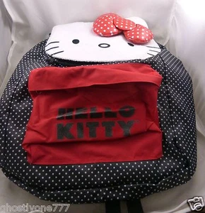 Hello Kitty backpack Sanrio Claire's black red white polka dot bag - Picture 1 of 8