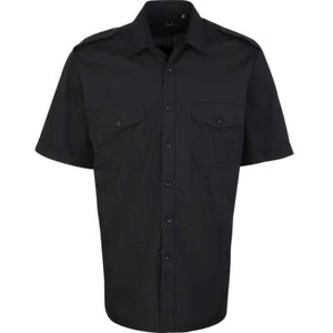 Premier Short Sleeve Pilot Shirt Men Security Workwear Epaulette Tabs - Picture 1 of 41