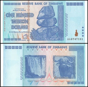 Zimbabwe 100 Trillion Dollars 2008 Banknote UNC Uncirculated AA+ P-91 - Picture 1 of 2