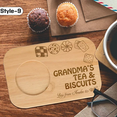 BLAZEBARGAIN Tea and Biscuit Board, Personalised Custom Engraved Wooden Tea & Biscuit Board
