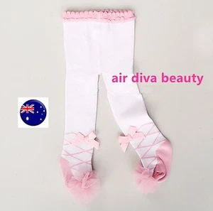 Girls Kids Baby Toddlers White Lace bow warm Stockings Tights Opaques 0-2yeas - Picture 1 of 14