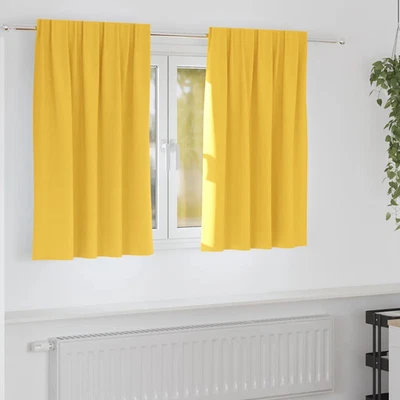 Curtains with Curtains 2 pcs Mustard yellow Polyester vidaXL - Image 1 of 4