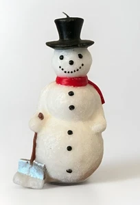 Vintage Schneemann mit Schaufel Weihnachtskerze 9,5" hoch - Bild 1 von 12