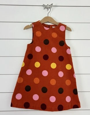 Girls GYMBOREE Sz 4 Sleeveless Dress Orange Polka Dot Perfect Autumn - Image 1 of 4
