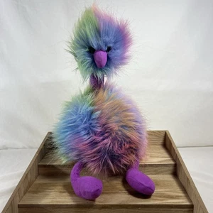 Jellycat Pom Pom Bird Rainbow Plush Doll London Toy Fuzzy Long Hair 15" - Picture 1 of 10