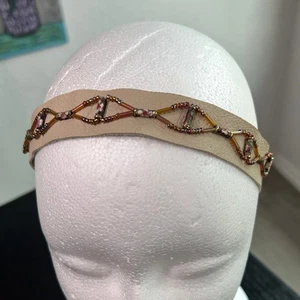 Einzigartiges Boho Rave Stirnband - Leder einzigartige Perlenstickerei 21 Zoll Band - ohne Quaste - Bild 1 von 6