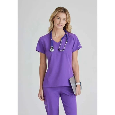SKECHERS WOMEN SCRUB TOP ONE POCKET  IN ROYAL LILAC IN ALL SIZES #SKT147, NWT - Image 1 of 2