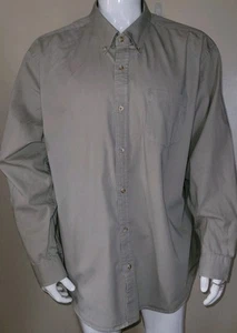 Mens Eddie Bauer Long Sleeve Button Down Shirt Size 2XL Light Tan Pocket Cotton  - Picture 1 of 12