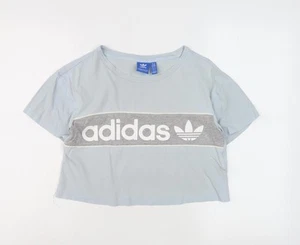 Adidas Women's Blue Cropped T-Shirt Size 8 - Picture 1 of 12