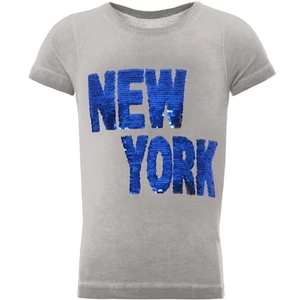 Kinder T Shirt Wende Pailletten Jungen New York Shirts 22028 Grau 98-104 - Picture 1 of 4