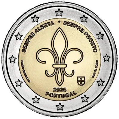 Moneda de 2 euros UNC Portugal 2025 - Scout mundial: siempre preparada - Scouts Foto 1 de 2