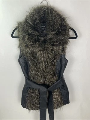 Chaqueta chaleco Bebe para mujer de piel sintética y cuero sintético con cinturón negra talla pequeña Y2K Foto 1 de 4