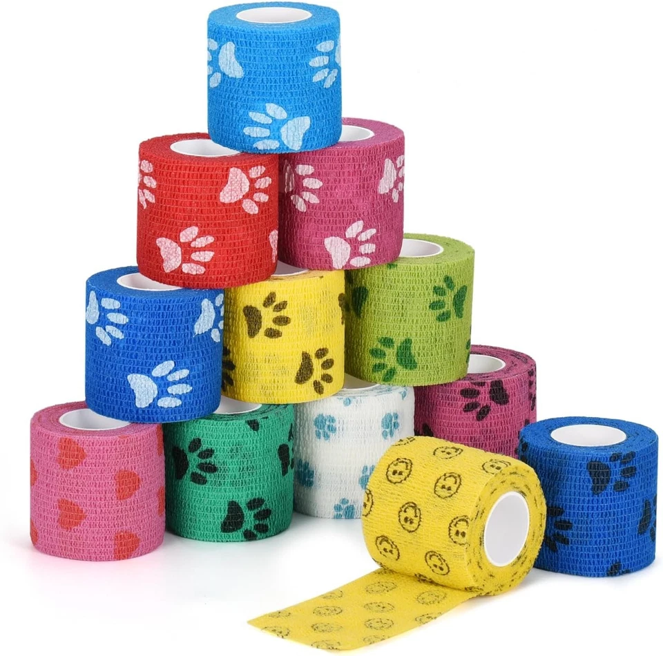SAGAFLY 12 Stück Selbstklebende Bandage für hund Vet Wrap Pet Kohäsive Bandage Se
